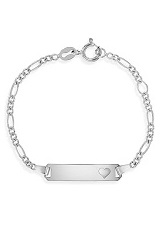 delightful silver engraved heart tag baby id bracelet